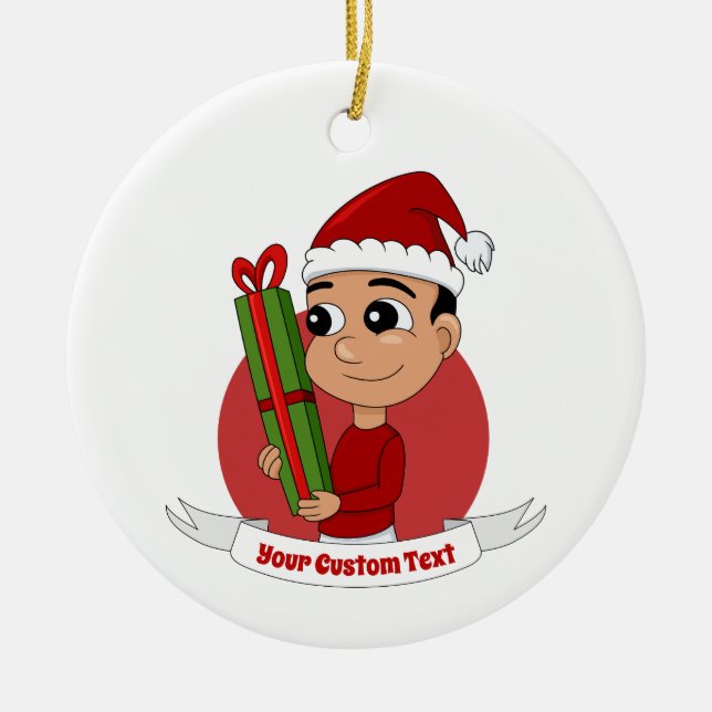 Christmas boy cartoon ceramic ornament (Front)