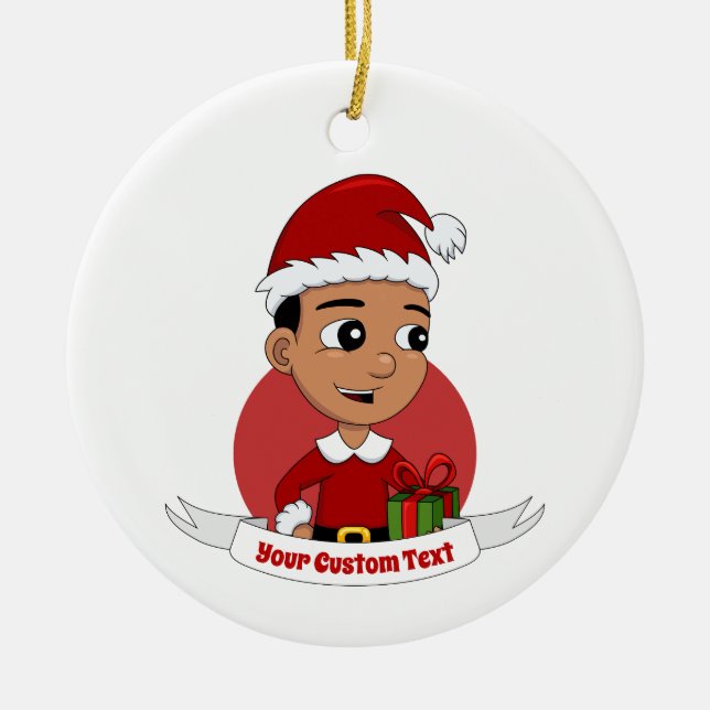 Christmas boy cartoon ceramic ornament (Front)