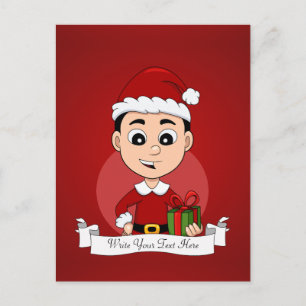 Christmas boy cartoon holiday postcard