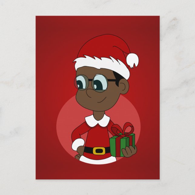 Christmas boy cartoon holiday postcard (Front)