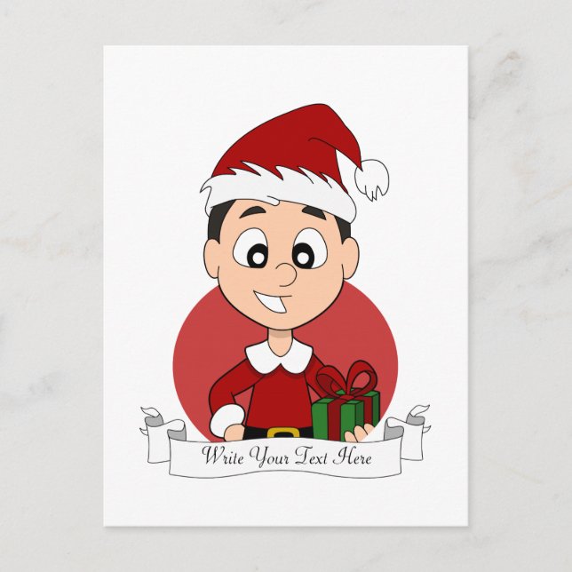 Christmas boy cartoon holiday postcard (Front)