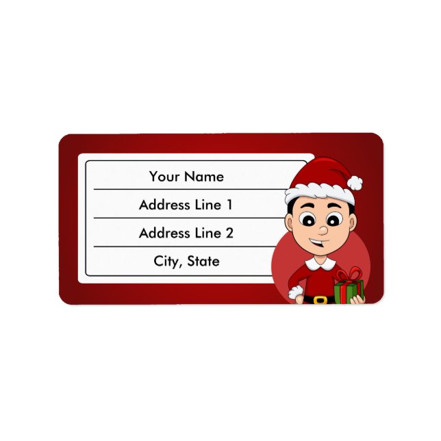 Christmas boy cartoon label (Front)