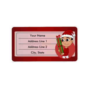 Christmas boy cartoon label