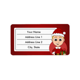 Christmas boy cartoon label