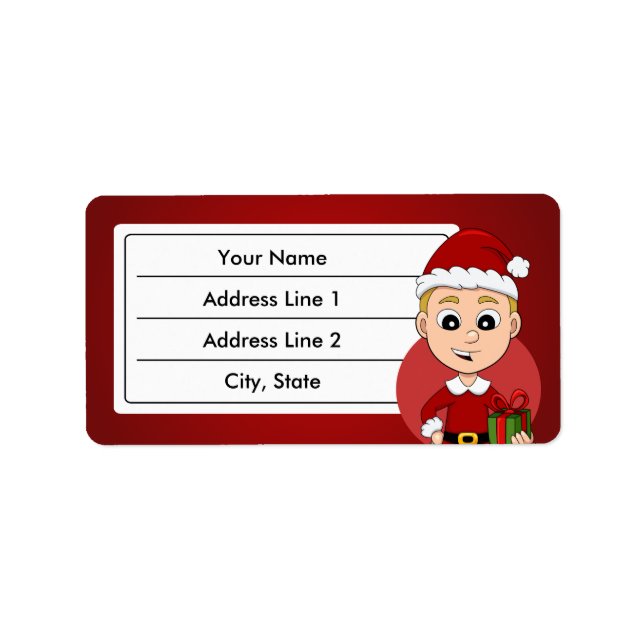 Christmas boy cartoon label (Front)