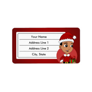 Christmas boy cartoon label