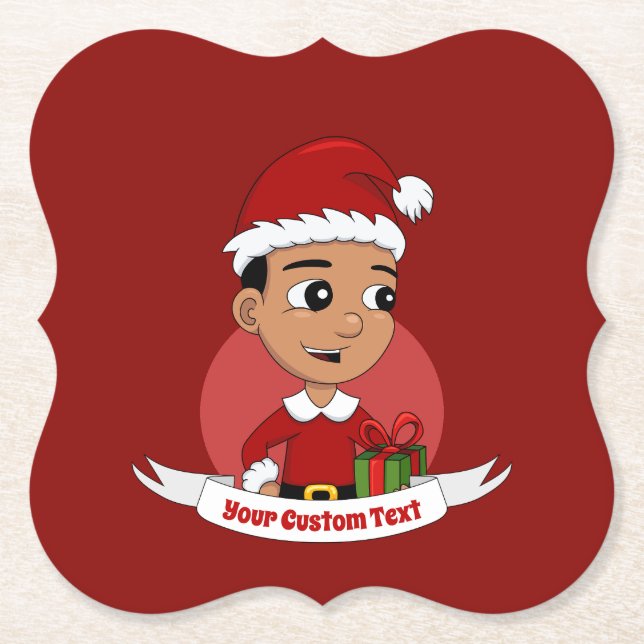 Christmas boy cartoon paper coaster (Front)