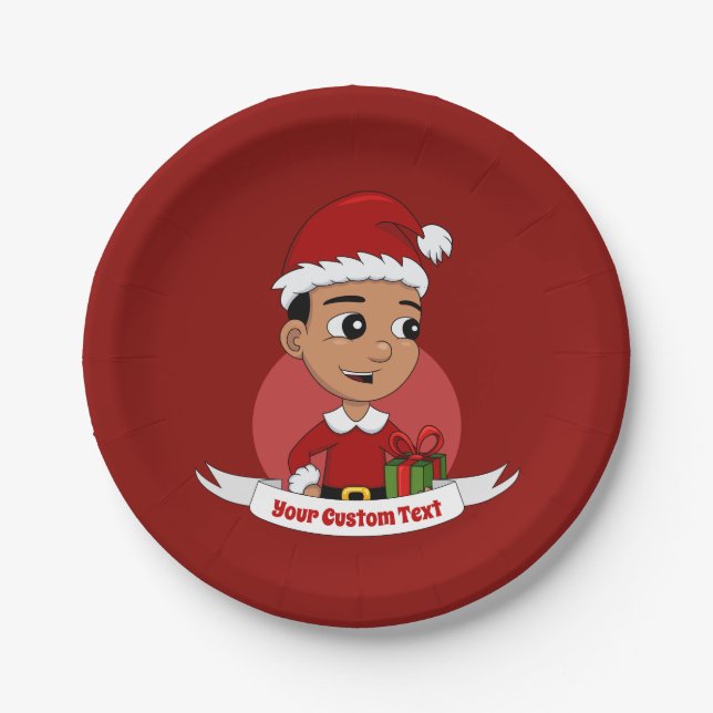 Christmas boy cartoon paper plates (Front)