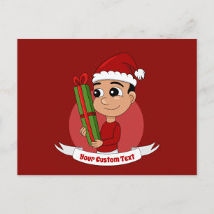 Christmas boy cartoon postcard