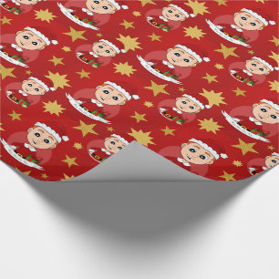 Christmas boy cartoon wrapping paper