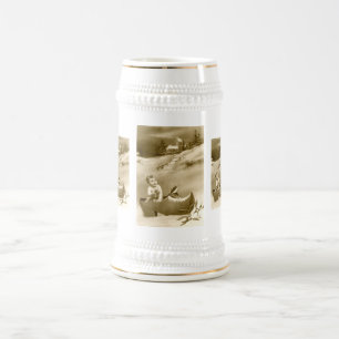 Christmas boy, clog and mistletoe beer stein