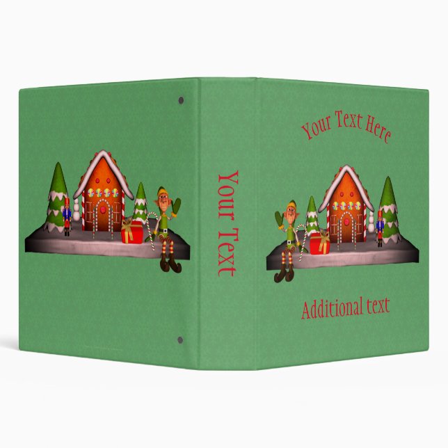 Christmas Boy Elf Gingerbread House Personalized Binder (Background)