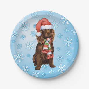 Christmas Boykin Spaniel Paper Plate