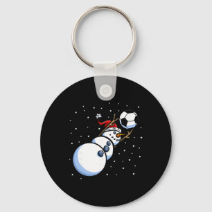 Christmas Boys Men Xmas Goalkeeper Soccer Snowman Keychain