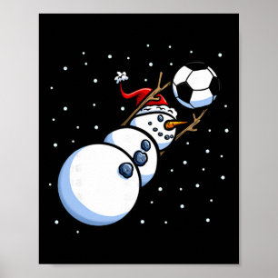 Christmas Boys Men Xmas Goalkeeper Soccer Snowman Poster