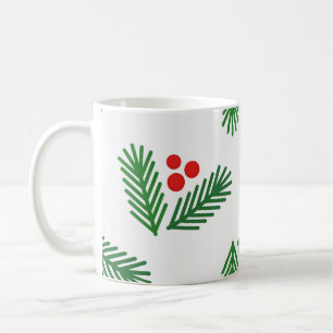 Christmas branch berries coffee mug