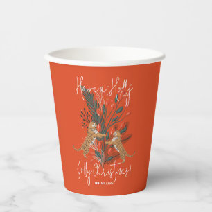 Christmas Branch & Tigers Holly Jolly Christmas Paper Cups