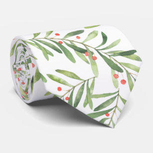 Christmas Branches and Berries Tie