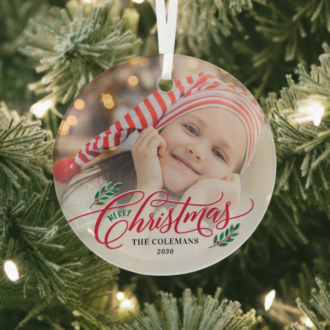 Christmas Branches Custom Photo Christmas Ornament (Insitu)