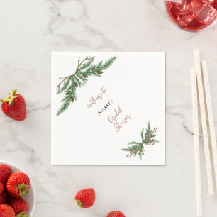 Christmas Branches In Red and Green Napkin