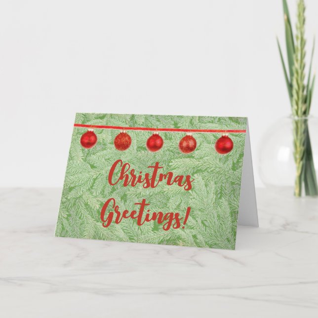 Christmas Branches Ornament Greeting Card (Front)