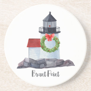 Christmas Brant Pt Lighthouse Sandstone Coaster