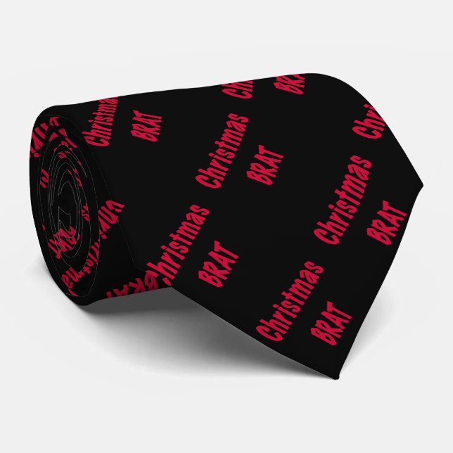 Christmas Brat Red On Black  Tie (Rolled)
