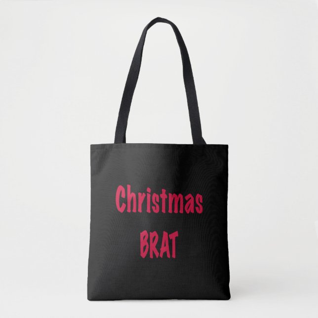 Christmas Brat Red On Black  Tote Bag (Front)