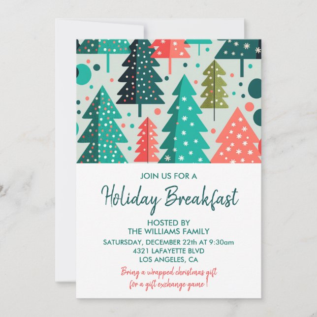 Christmas Breakfast Invitation Forest Snowfall (Front)