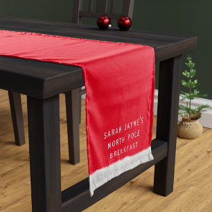 Christmas Breakfast Red & White Short Table Runner