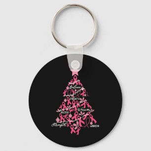 Christmas Breast Cancer Holiday Pink Ribbon Fight Keychain