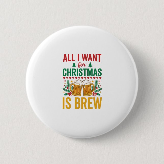 Christmas Brew Holiday Drink Design 2 Inch Round Button (Front)