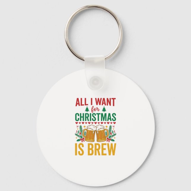 Christmas Brew Holiday Drink Design Keychain (Front)