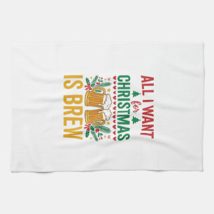 Christmas Brew Holiday Drink Design Kitchen Towel