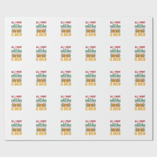 Christmas Brew Holiday Drink Design Wrapping Paper (Flat)