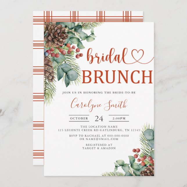 Christmas Bridal Brunch Invitation (Front/Back)