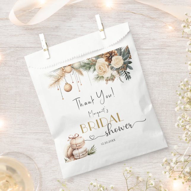 Christmas Bridal Shower Boho Winter Floral Favour Bag (Clipped)