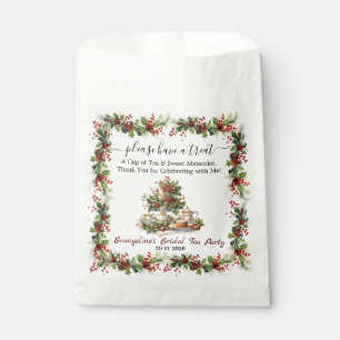 Christmas Bridal Shower holly Tea Time Party  Favour Bag