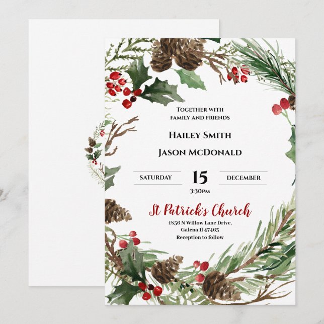Christmas Bridal Shower Invitation (Front/Back)