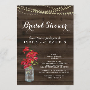 Christmas Bridal Shower Invitation - Poinsettia