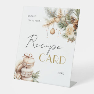 Christmas Bridal Shower Recipe Request Table Pedestal Sign