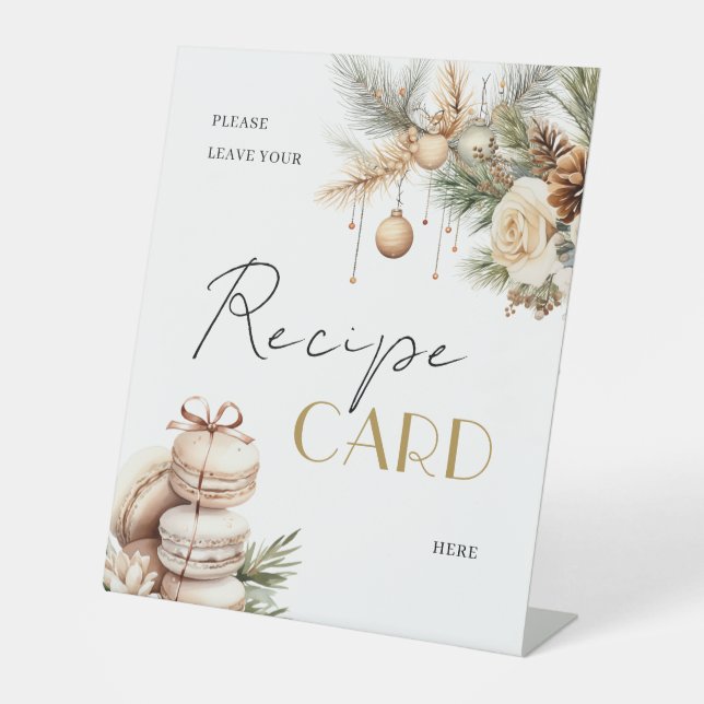 Christmas Bridal Shower Recipe Request Table Pedestal Sign (Front)