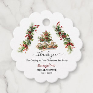 Christmas Bridal Shower Tea Party Thank you Favour Tags