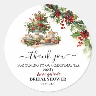 Christmas Bridal Shower Tea Party Welcome Classic Round Sticker