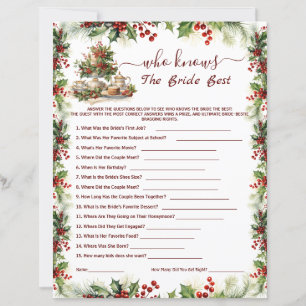 Christmas Bridal Shower who knows the bride Games