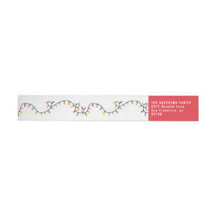 Christmas bright fun colourful modern red wrap around label