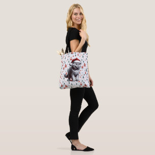 Christmas British shorthair Cat, Xmas Santa Kitten Tote Bag