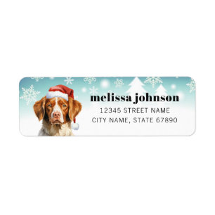 Christmas Brittany Spaniel Retourner Adresse Étiqu