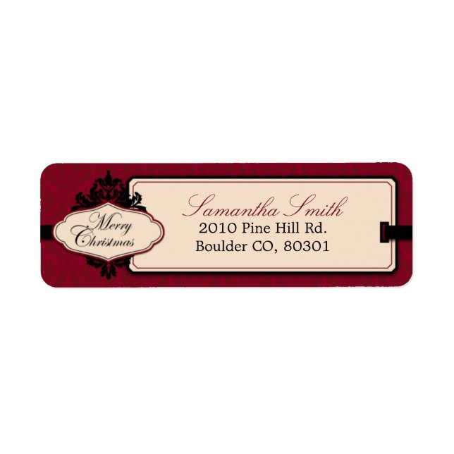 Christmas Brocade Red Return Label (Front)