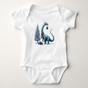 Christmas Brontosaurus dinosaur Baby Bodysuit